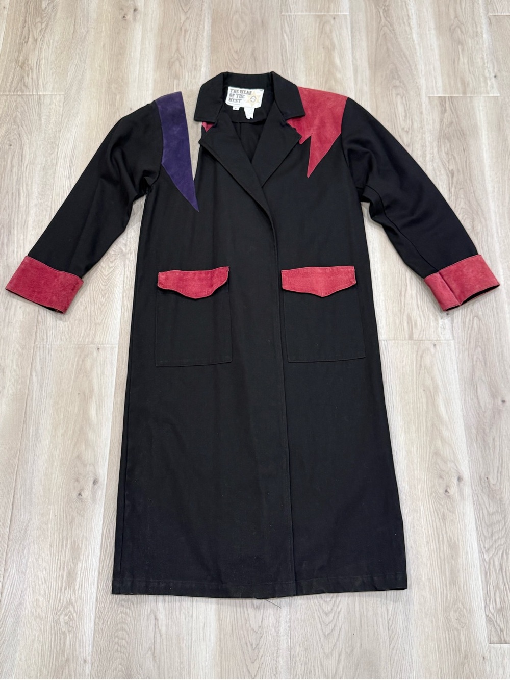 Vintage Ziggy Stardust Glam Rock Colorblock Cotton Trench Coat Size M